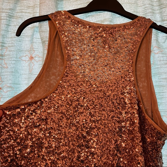 INC NWOT racerback tank dress gold sequins - Picture 2 of 5